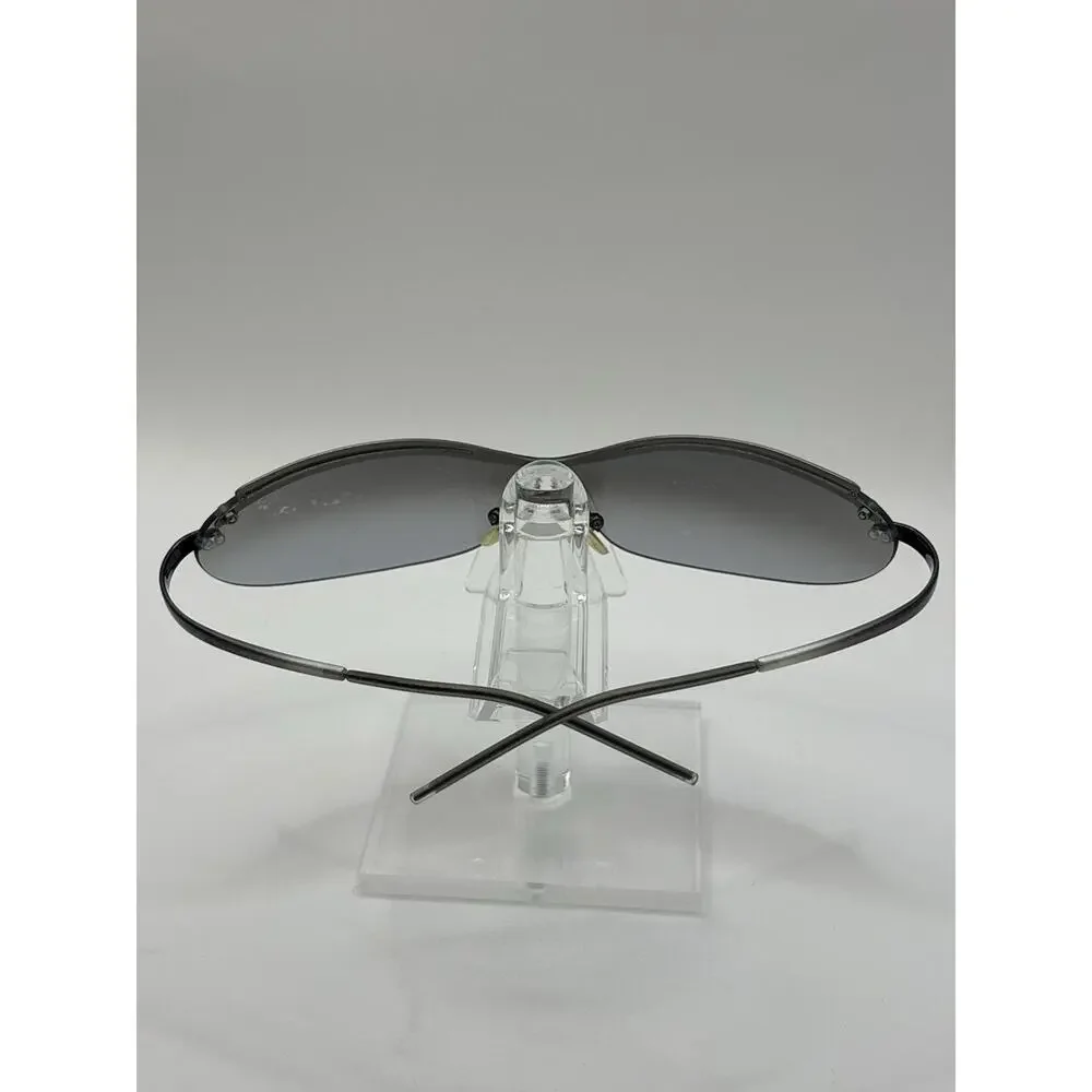 MIH-AGH Eyewear 8353 Rimless Shield Sunglasses Gray Lens Black Gunmetal